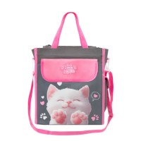 Сумка-шоппер BRAUBERG KIDS для занятий, с дополнительными карманами, плечевой ремень, 35x31x13 см, "Purr cat", 274651