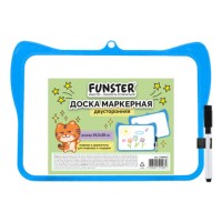 Доска маркерная двусторонняя 19,5x28 см, с маркером, в клетку/белая, фигурная рамка, FUNSTER, 238992